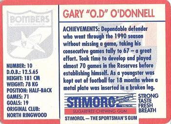 1991 Scanlens Stimorol #18 Gary O'Donnell Back